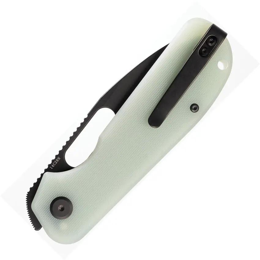 Eutektik EFD Linerlock Jade G10 - Blackwash Blade 3.5 Inch 14C28N Sandvik Steel Lanyard Hole by Eutektik