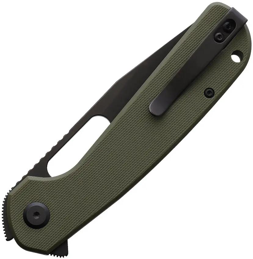 Eutektik Trinity Linerlock Knife - Blackwash 14C28N Sandvik Blade OD Green G10 Handle by Eutektik