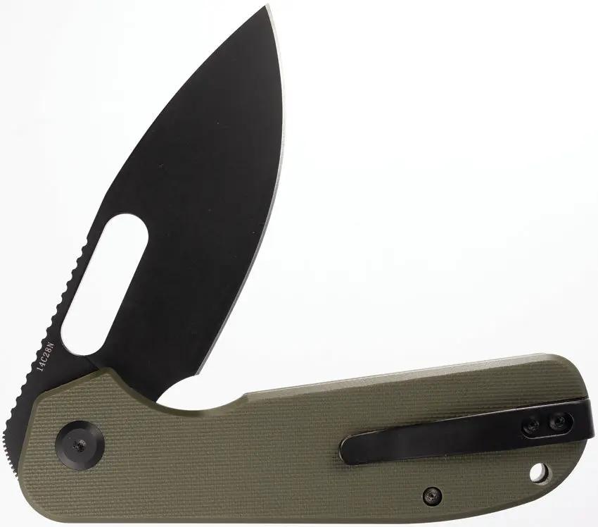 Eutektik Trinity Linerlock Knife - Blackwash 14C28N Sandvik Blade OD Green G10 Handle by Eutektik