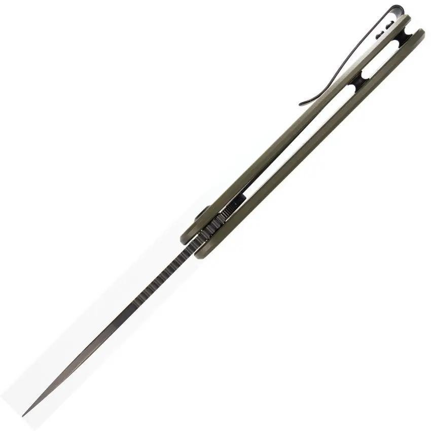 Eutektik Trinity Linerlock Knife - Blackwash 14C28N Sandvik Blade OD Green G10 Handle by Eutektik