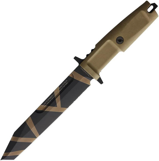 Extrema Ratio Fulcrum Desert Warfare Knife N690 Tanto Blade Full Tang with Desert Tan Forprene Handle Tactical Pro by Extrema Ratio