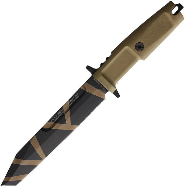 Extrema Ratio Fulcrum Desert Warfare Knife N690 Tanto Blade Full Tang with Desert Tan Forprene Handle Tactical Pro by Extrema Ratio