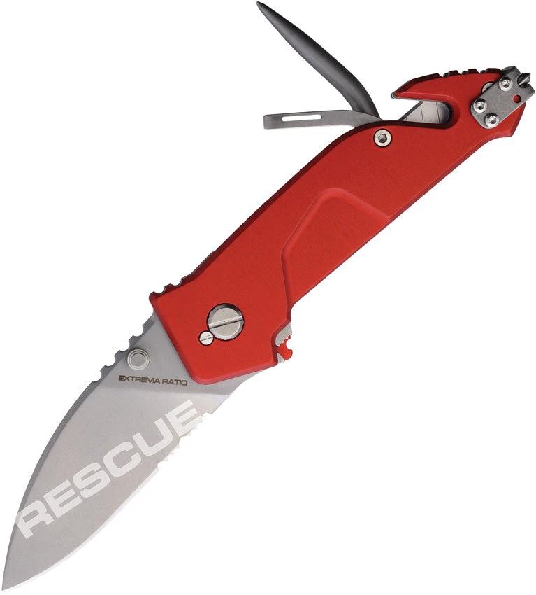 Extrema Ratio T911 Linerlock Folding Knife Red Handle Glass Breaker for Tactical Professionals by Extrema Ratio
