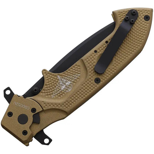 Extrema Ratio Glauca J1 Linerlock Desert Tan Knife With Four And A Half Inch Black N690 Tanto Blade Tactical EDC by Extrema Ratio