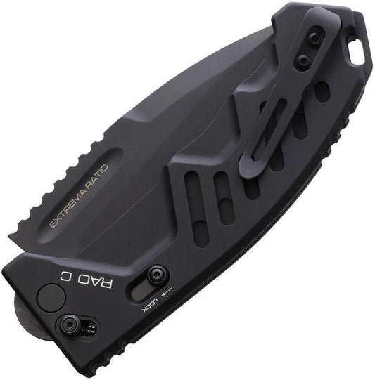 Extrema Ratio RAO C Crossbar Lock Knife Black Anodized Aluminum Handle EDC Tactical Drop Point N690 by Extrema Ratio