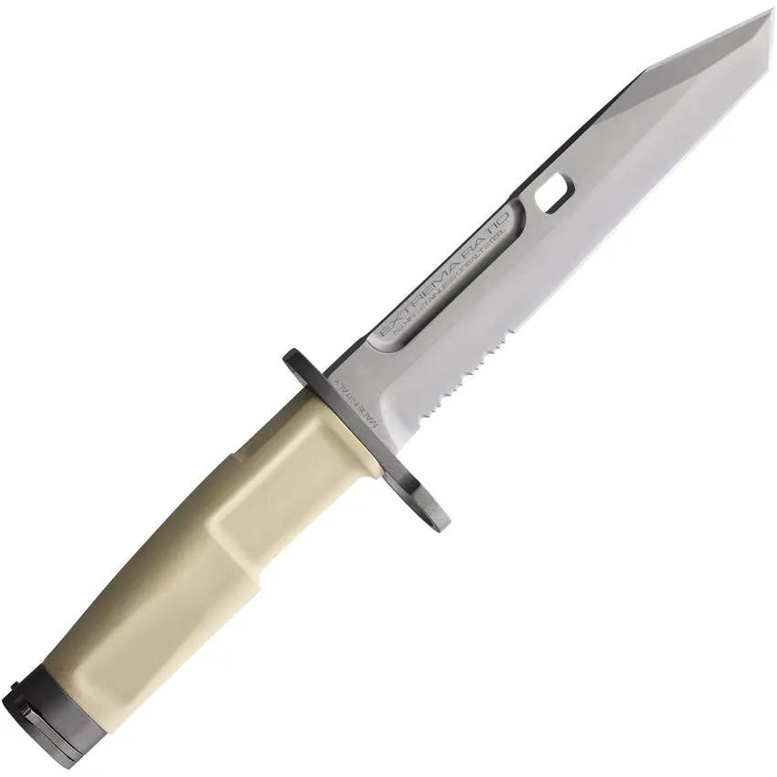 Extrema Ratio Fulcrum Combat Desert Knife N690 7.13Inch Satin Blade Partially Serrated Forprene DesertTan Tactical by Extrema Ratio