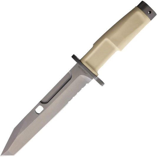 Extrema Ratio Fulcrum Desert Combat Knife Satin Partially Serrated N690 Tanto Forprene Tan Handle MOLLE Sheath Tactical by Extrema Ratio