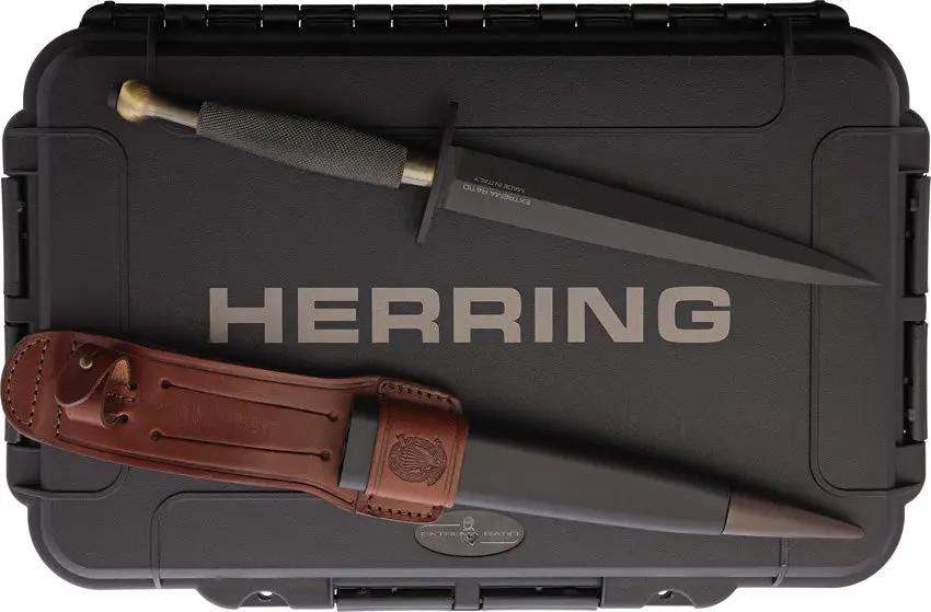 Extrema Ratio Herring Fixed Blade Dagger 6.5 Inch N690 Blade Brass Handle Leather Sheath Case For Tactical Enthusiasts by Extrema Ratio