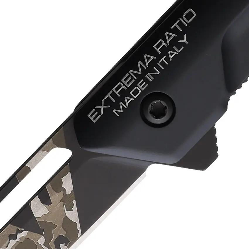 Extrema Ratio Ferrum T Linerlock Tactical EDC Knife With 2.88in N690 Blade, Geo-Camo MIL-C-13924 Black Aluminum by Extrema Ratio