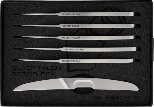 Extrema Ratio Silver Talon 24 Box Set One Piece Satin Finish Knives With Hook Tip Design For Chefs And Collectors by Extrema Ratio