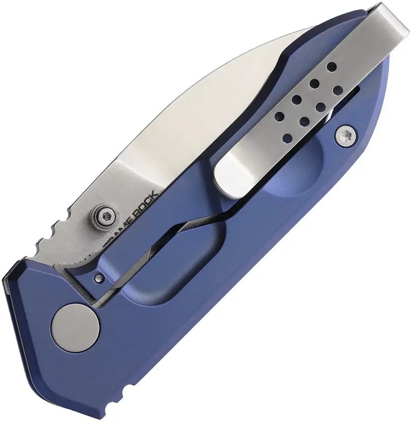 Extrema Ratio Frame Rock Titan Knife Blue Titanium Handle 4 Inch Closed Spear Point Bohler N690 Stonewash Blade EDC by Extrema Ratio