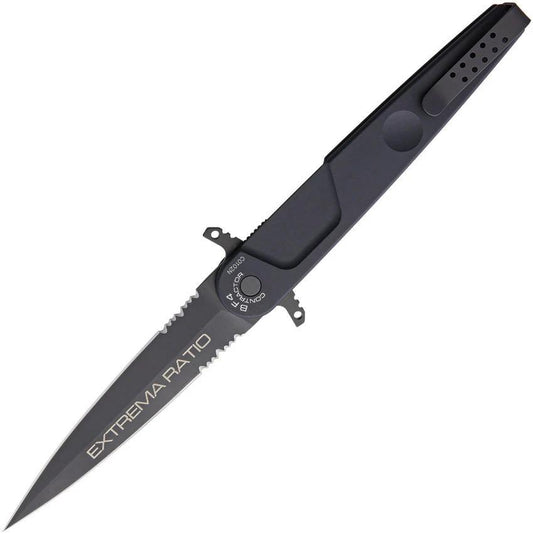 Extrema Ratio BD4 Contractor Linerlock Knife With N690 Double Edge Serrated Blade Black Handle Tactical EDC by Extrema Ratio