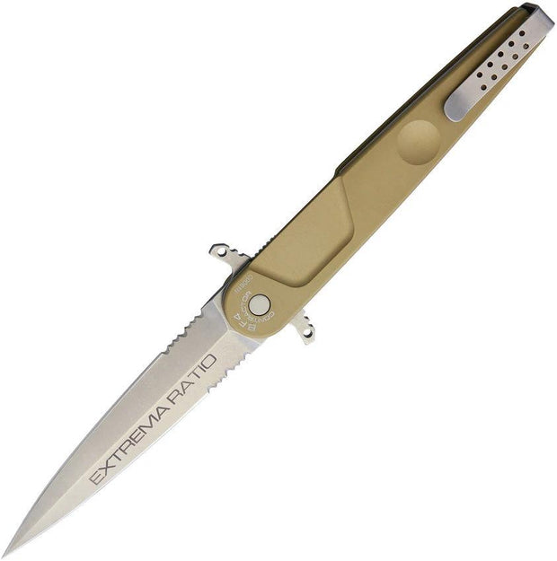 Extrema Ratio BF4 Contractor Linerlock Knife Tan Bohler N690 Dagger Blade Stonewash Finish For Tactical EDC by Extrema Ratio