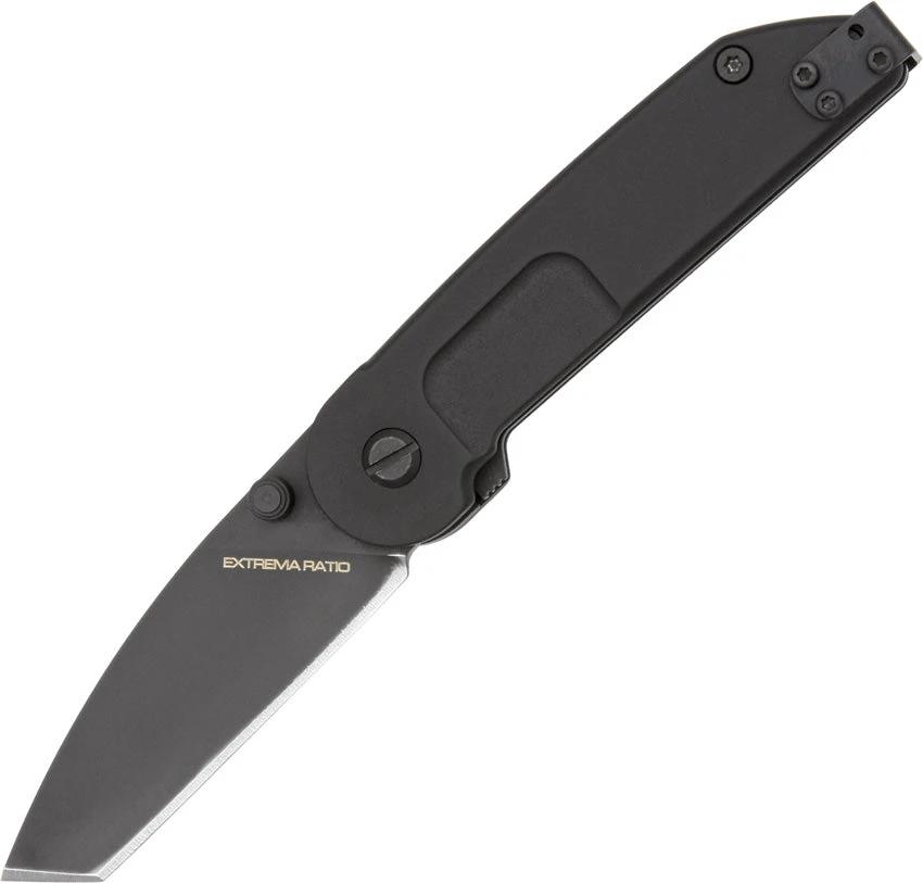 Extrema Ratio BF1 Classic Tactical Knife 4in Linerlock N690 Tanto Black Handle Dual Thumb Studs Reversible Clip by Extrema Ratio