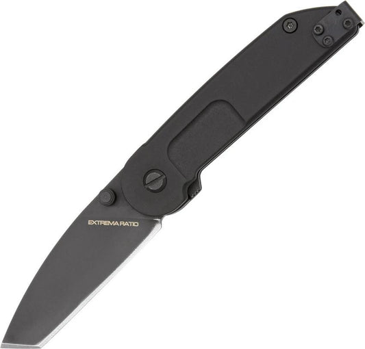 Extrema Ratio BF1 Classic Tactical Knife 4in Linerlock N690 Tanto Black Handle Dual Thumb Studs Reversible Clip by Extrema Ratio