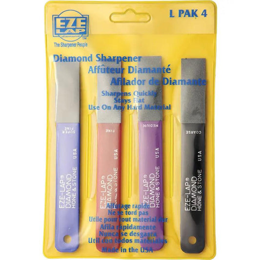 Eze-Lap Diamond Sharpener Set PAK4 Pro-Grade Four Grits 250-1200 for Woodworkers and Professionals by Eze-Lap