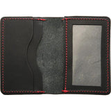 Flagrant Beard Wallet - Black Leather With Red Stitching, Clear ID Window And Articulated Card Slots by Flagrant Beard