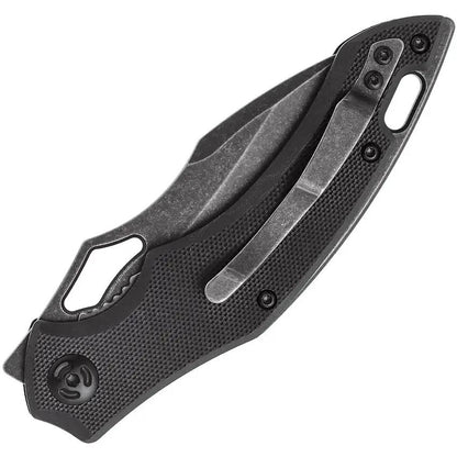 Fox Edge Sparrow Linerlock Knife - Black Stonewash Blade, 4.5 Inch Closed, Pocket Clip by Fox Edge
