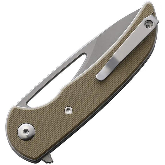Ferrum Forge Knife Works Mini Archbishop Linerlock - Nitro V Steel With Tan G10 Handle by Ferrum Forge Knife Works