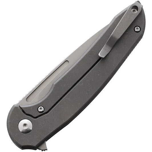 Ferrum Forge Knife Works Stinger Framelock Titanium - Stonewashed Nitro V Blade Titanium Handle Extended Tang by Ferrum Forge Knife Works