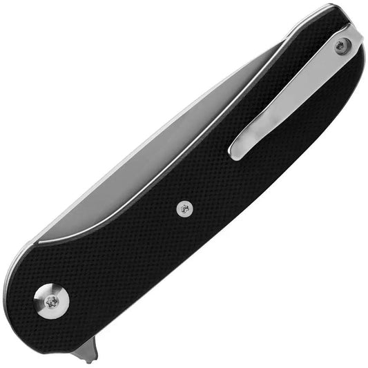 Ferrum Forge Knife Works Gent 2.0 Linerlock - Stonewashed 9Cr18MoV Drop Point Blade Black G10 Handle by Ferrum Forge Knife Works