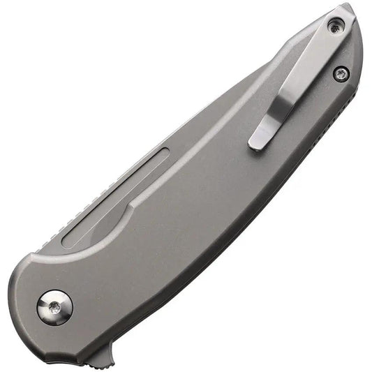 Ferrum Forge Knife Works Stinger Button Lock Titanium FF013 - Nitro V Blade, Stonewash Titanium Handle by Ferrum Forge Knife Works