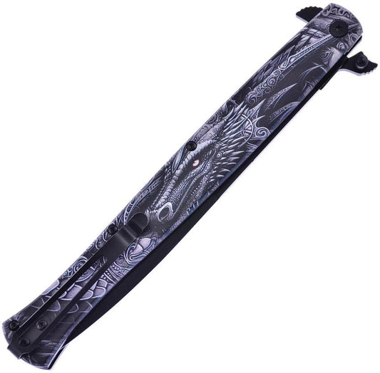 Frost Cutlery Folder Blk Wh Alum Dragon FC-0001BW by Frost Cutlery