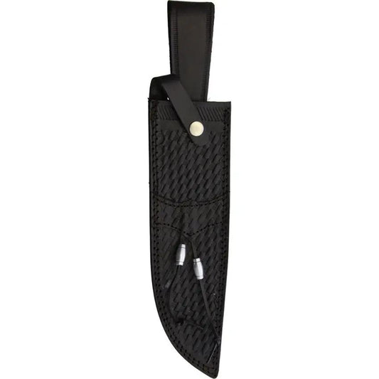 Fox-N-Hound Bowie Stacked Handle - 11 Inch Satin Blade With Black Pakkawood Handle And Leather Belt Sheath by Fox-N-Hound