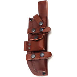 FH Knives Damascus Bowie CUPBOWIE-001 - Full Tang Damascus Blade With Brown Wood Handle And Leather Sheath by FH Knives