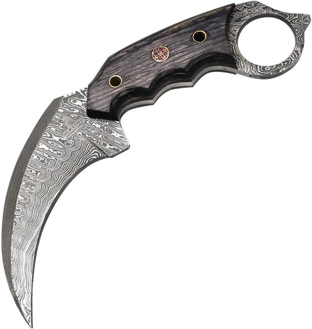 FH Knives Damascus Karambit Black KMBT-002 by FH Knives