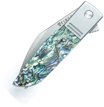 Finch Geneva Spur Framelock Abalone GS600 - 154CM Wharncliffe Blade, Abalone Handle, Extended Tang by FINCH