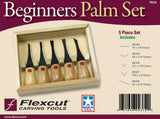 Flexcut Beginners Palm Set FR310 - Five High Carbon Steel Blades and Wood Box for Comfortable Palm Carving by Flexcut