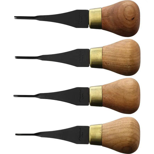 Flexcut Premium Micro Palm Set FRP804 - Four Micro Gouges With Short Cherry Wood Handles by Flexcut