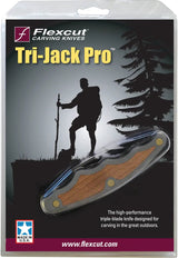 Flexcut Tri Jack Pro JKN95 Three Blade Woodcarving Multi Tool With Locking Blades And Cherry Wood Inlay by Flexcut