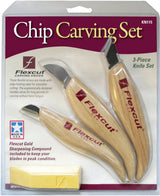 Flexcut Chip Carving Set 3 Piece KN115 - Ergonomic Wood Handles With High Carbon Steel Blades by Flexcut