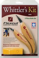 Flexcut Whittlers Knife Kit KN300 - Includes KN13 Detail Knife And KN27 Mini Detail Knife With Ergonomic Wood Handles by Flexcut