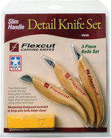Flexcut Slim Handle Detail Knife Set KN400 Finest Detail Work With Ergonomic Wood Handles And High Carbon Steel Blades by Flexcut