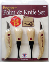 Flexcut Beginner Palm And Knife Set KN600 - Four Piece Carving Set For Precise Palm Tool Control by Flexcut
