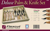 Flexcut Deluxe Palm And Knife Set KN700 - High Carbon Steel Blades With 9-Piece Crafting Tool Kit And Wooden Storage Box by Flexcut