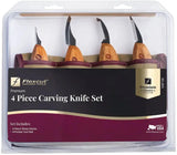 Flexcut Premium Carving Knife Set 4 Piece KNP100 - High Carbon Steel Blades With Ash Wood Handles by Flexcut