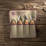 Flexcut Premium Carving Knife Set 4 Piece KNP100 - High Carbon Steel Blades With Ash Wood Handles by Flexcut