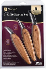 Flexcut Premium Knife Starter Set KNP500 - Cherry Wood Handle And Three Premium Knives by Flexcut