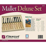 Flexcut Ten Piece Deluxe Mallet Set MC100 - Carbon Steel Blades and Wood Handles for Precise Carving by Flexcut