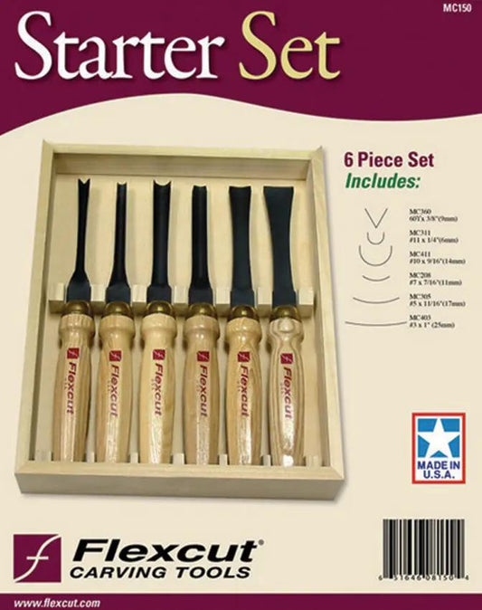 Flexcut Six Piece Mallet Starter Set MC150 Six Versatile Carving Tools With Wooden Storage Box by Flexcut