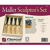 Flexcut Four Piece Mallet Sculptor Set MC175 - Heavy Duty Sculpting Tools With Larger Handle And Steel Caliper by Flexcut