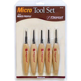 Flexcut Mixed Profile Micro Tool Set MT930 - Five Piece Stainless Steel Wood Handle Carving Tools by Flexcut