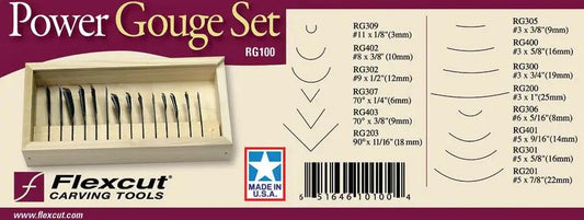 Flexcut Deluxe Power Gouge Set RG100 - 14 Piece Set For Roughing Out And Detailing by Flexcut