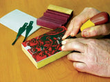 Flexcut 5 Piece Printmaking Set SK130 - Includes 4 Carving Blades Quick Connect ABS Handle Tool Roll And Strop by Flexcut