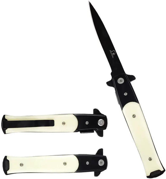 Falcon Linerlock Faux Ivory KS1107IV Knife With Assisted Opening And Black Stainless Blade by Falcon