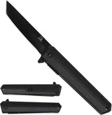 Falcon Linerlock Assisted Opening Knife KS1315BK - With Black Finish 440 Stainless Tanto Blade by Falcon